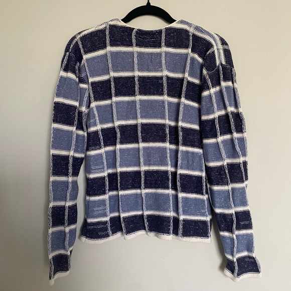 Vintage Best United Garment Company Window Pane Patterned Cardigan Cotton Size L - Picture 7 of 9